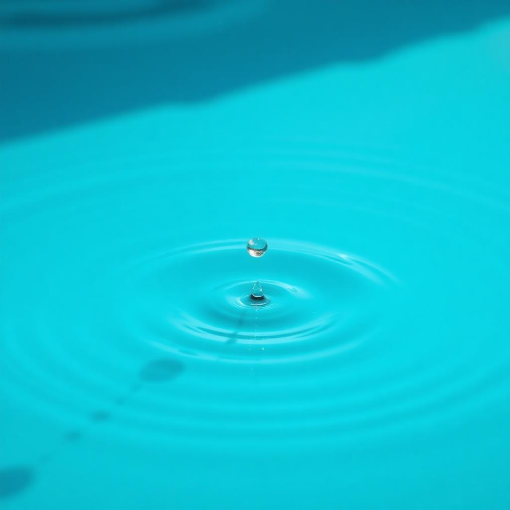 A single water droplet creating ripples on calm turquoise water